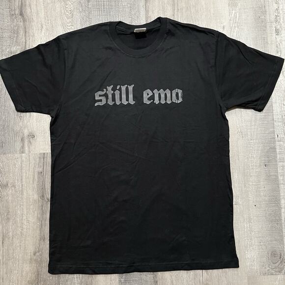 Vintage Still Emo Black Grunge T Shirt Basic Spell Out Band Festival Concert L - Picture 1 of 4